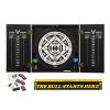 Viper Hideaway Cabinet with Coiled Paper Dartboard, "The Bull Starts Here" Throw Line Marker & Steel Tip Dart Accessories Kit