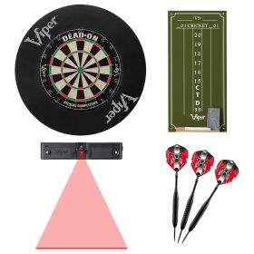 Viper Dead-On Bristle Dartboard, Viper Small Cricket Chalk Scoreboard, Viper Mariah Steel Tip Darts, Throw Line Light, and Viper Wall Defender