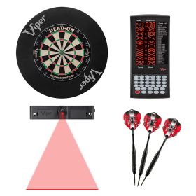 Viper Dead-On Bristle Dartboard, Viper ProScore, Viper Mariah Steel Tip Darts, Throw Line Light, and Viper Wall Defender