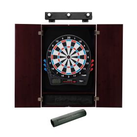 Viper Showdown Electronic Dartboard, Metropolitan Mahogany Cabinet, Padded Dart MAt & Shadow Buster Dartboard Lights
