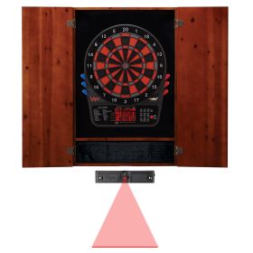 Viper Metropolitan Cinnamon Soft Tip Dartboard Cabinet, Viper 800 Electronic Dartboard, and Throw Line Light