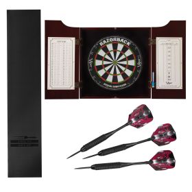 Viper Razorback Sisal Dartboard, Hudson Mahogany Cabinet, Padded Dart Mat & Mariah Steel Tip Darts
