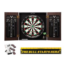 Viper Stadium Cabinet with Shot King Sisal Dartboard, Steel Tip Accessories Kit & "The Bull Starts Here" Throw Line Marker