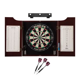 Viper Dead On Sisal Dartboard, Hudson Cabinet, Mariah Steel Tip Darts & Shadow Buster Dartboard Light Bundle