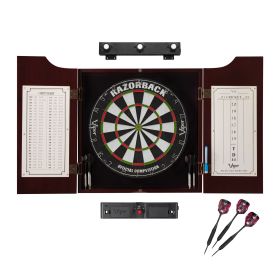 Viper Razorback Sisal Dartboard, Hudson Mahogany Cabinet, Shadow Buster Dartboard Lights & Throw Line Light