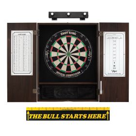 Viper Shot King Sisal Dartboard, Metropolitan Espresso Cabinet, Shadow Buster Dartboard Lights & "The Bull Starts Here" Throw Line Marker
