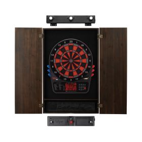 Viper 800 Electronic Dartboard, Metropolitan Espresso Cabinet, Throw Line Light & Shadow Buster Dartboard Light Bundle