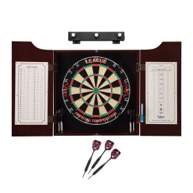 Viper League Sisal Dartboard, Hudson Cabinet, Mariah Steel Tip Darts & Shadow Buster Dartboard Light Bundle
