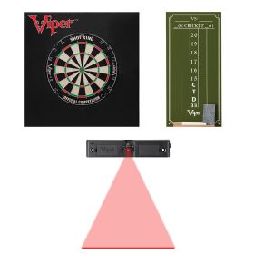 Viper Shot King Bristle Dartboard, Viper Small Cricket Chalk Scoreboard, Throw Line Light, and Viper Wall Defender II