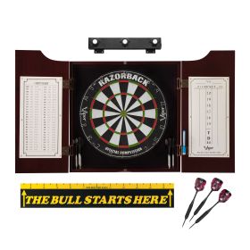 Viper Razorback Sisal Dartboard, Hudson Cabinet, Throw Line Marker, Mariah Steel Tip Darts & Shadow Buster Dartboard Light Bundle