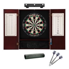 Viper Dead On Sisal Dartboard, Metropolitan Mahogany Cabinet, Shadow Buster Dartboard Lights & Padded Dart Mat