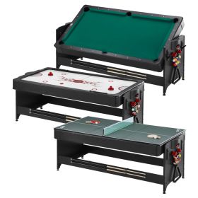 Fat Cat Original 3-in-1 7' Pockey Multi-Game Table (Color: Green, size: 7 Feet)