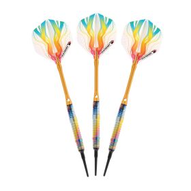 Elkadart Rainbow 90% Tungsten Soft Tip Darts Multi Color Titanium Coating Shark Fin Barrel (Color: Iridescent, size: 16 Grams)