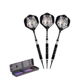 Elkadart Lone Wolf Soft Tip Darts Silver With Knurling (Color: Black, size: 18 Grams)