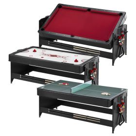 Fat Cat Original 3-in-1 7' Pockey Multi-Game Table (Color: Red, size: 7 Feet)