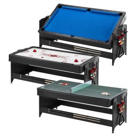 Fat Cat Original 3-in-1 7' Pockey Multi-Game Table (Color: Blue, size: 7 Feet)