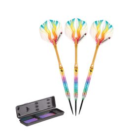 Elkadart Rainbow 90% Tungsten Steel Tip Darts Multi Color Titanium Coating (Color: Iridescent, size: 25 Grams)
