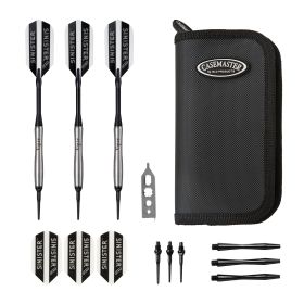 Viper Sinister Tungsten Soft Tip Darts Tapered Barrel and Casemaster Deluxe Nylon Dart Case (Color: silver, size: )